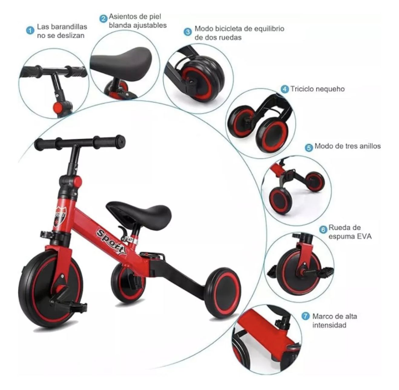 TRICICLO CORREPASILLO PLEGABLE 3 EN 1